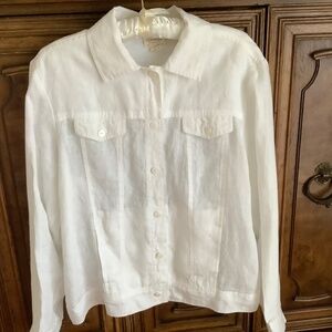 Vikolino 100% linen jacket, white, with pockets, size M